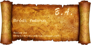 Bródi Ambrus névjegykártya